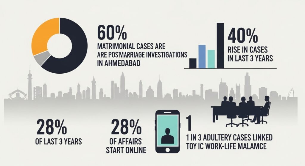 Statistics of Post Matrimonial Investigation in Ahmedabad