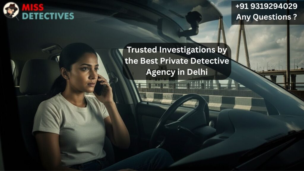 Female detective conducting undercover work for the Best private detective agency in Delhi