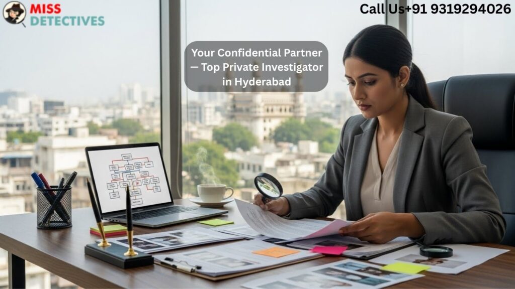 Top private investigator in Hyderabad reviewing confidential case files.