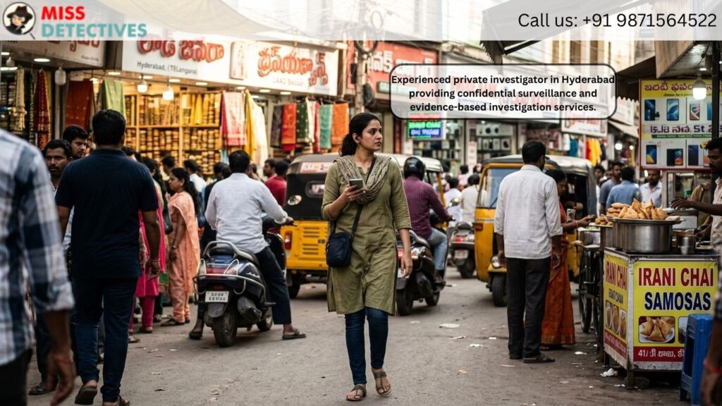 Professional private investigator in Hyderabad conducting discreet surveillance during a confidential investigation.