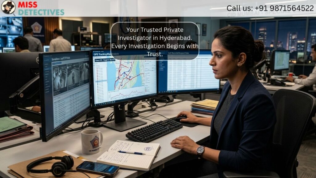 Female private investigator in Hyderabad conducting professional surveillance for a confidential client case.